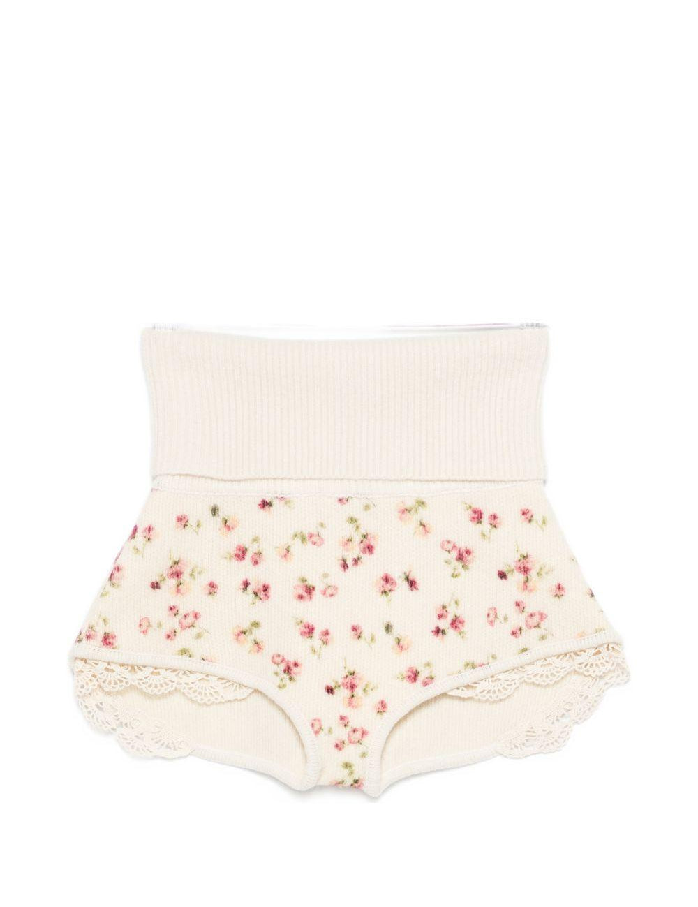 Shorts in pizzo con stampa floreale in avorio Magda butrym - donna 