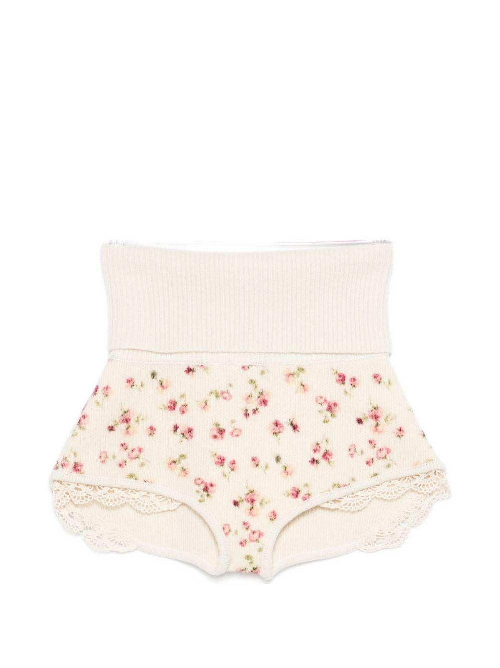 Shorts in pizzo con stampa floreale in avorio Magda butrym - donna 