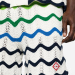 Pantaloncini lavorati a maglia con motivo a onde in bianco Casablanca - uomo 