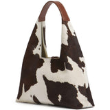 Borsa a spalla con stampa mucca Trapeze in bianco e marrone 