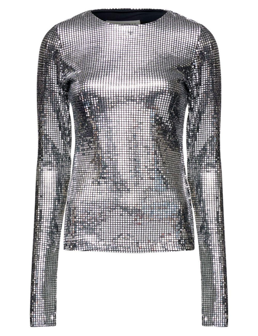 Top a maniche lunghe con decorazioni in argento Mm6 maison margiela - donna 