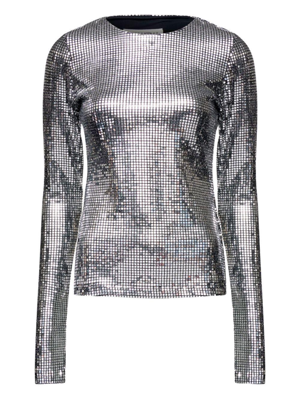 Top a maniche lunghe con decorazioni in argento Mm6 maison margiela - donna 