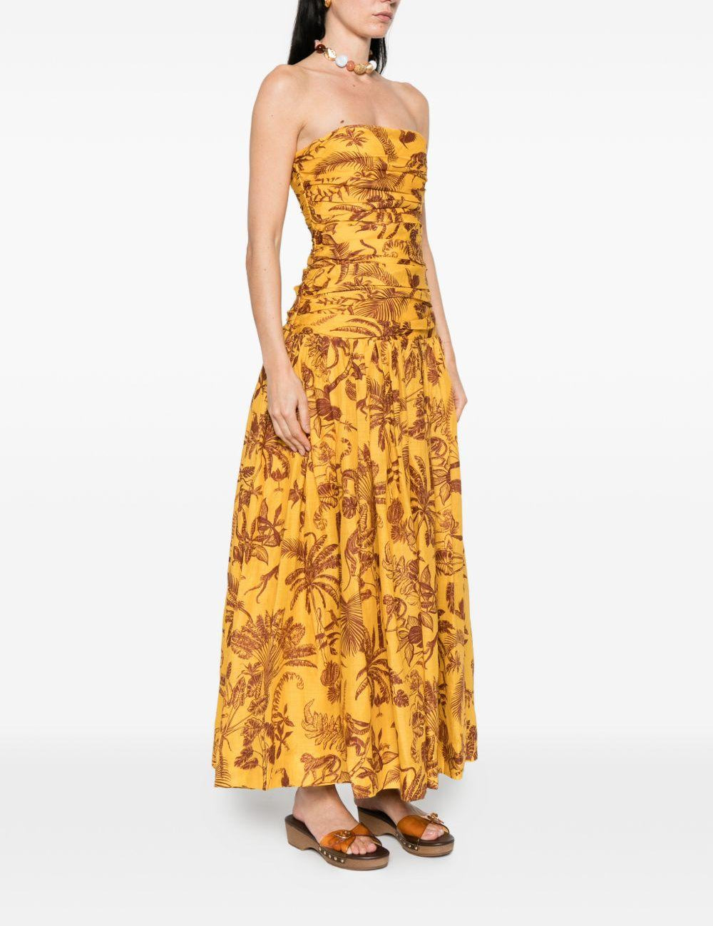 abito lungo senza spalline in giallo ALEMAIS - donna 