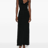 Abito lungo con scollo halter in nero Aya Muse - donna 