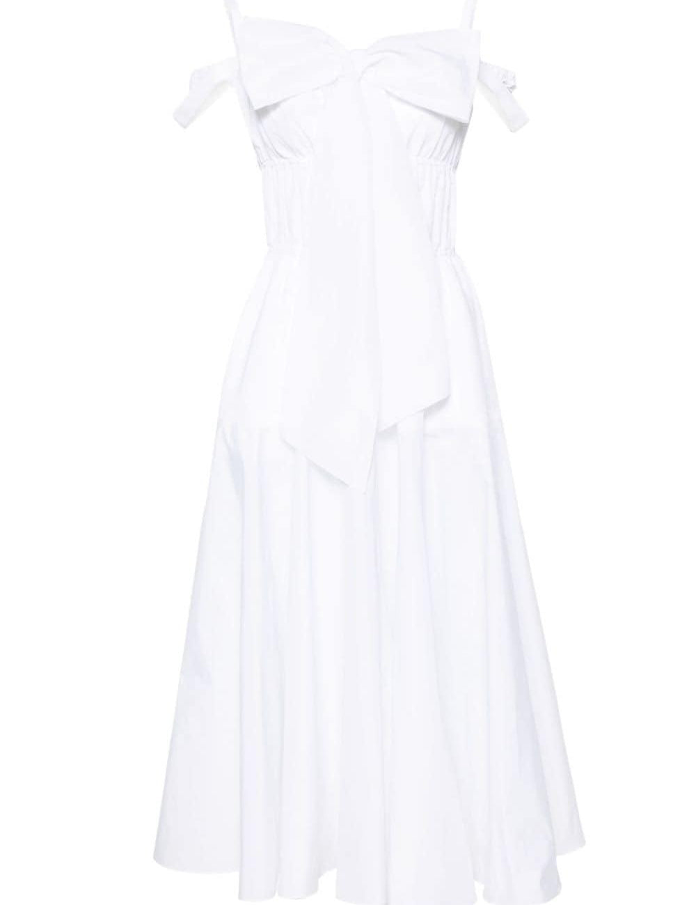 Abito midi svasato con fiocco bianco - donna 
