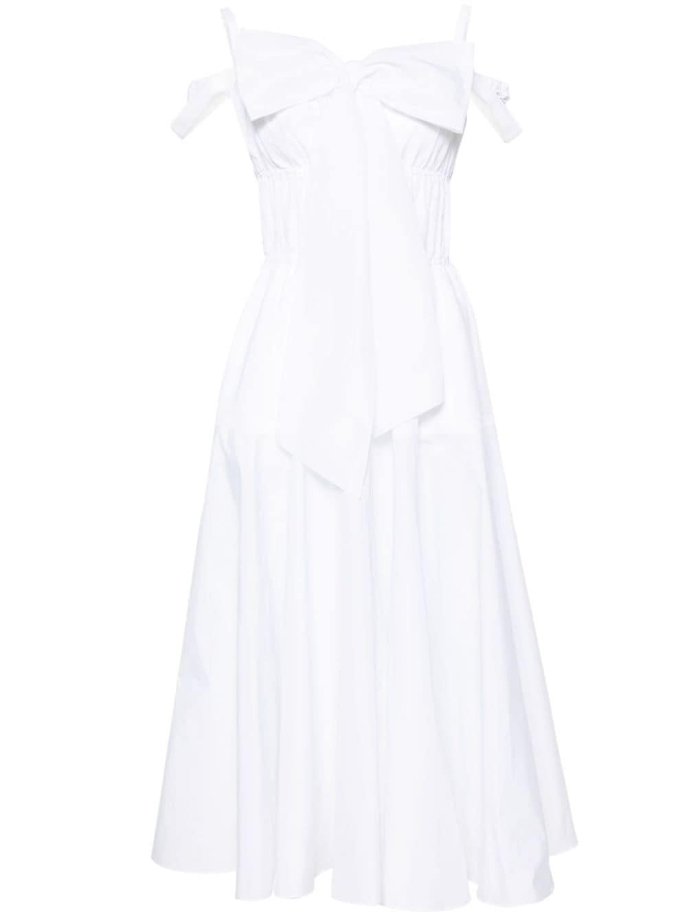 Abito midi svasato con fiocco bianco - donna 