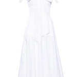 Abito midi svasato con fiocco bianco - donna 