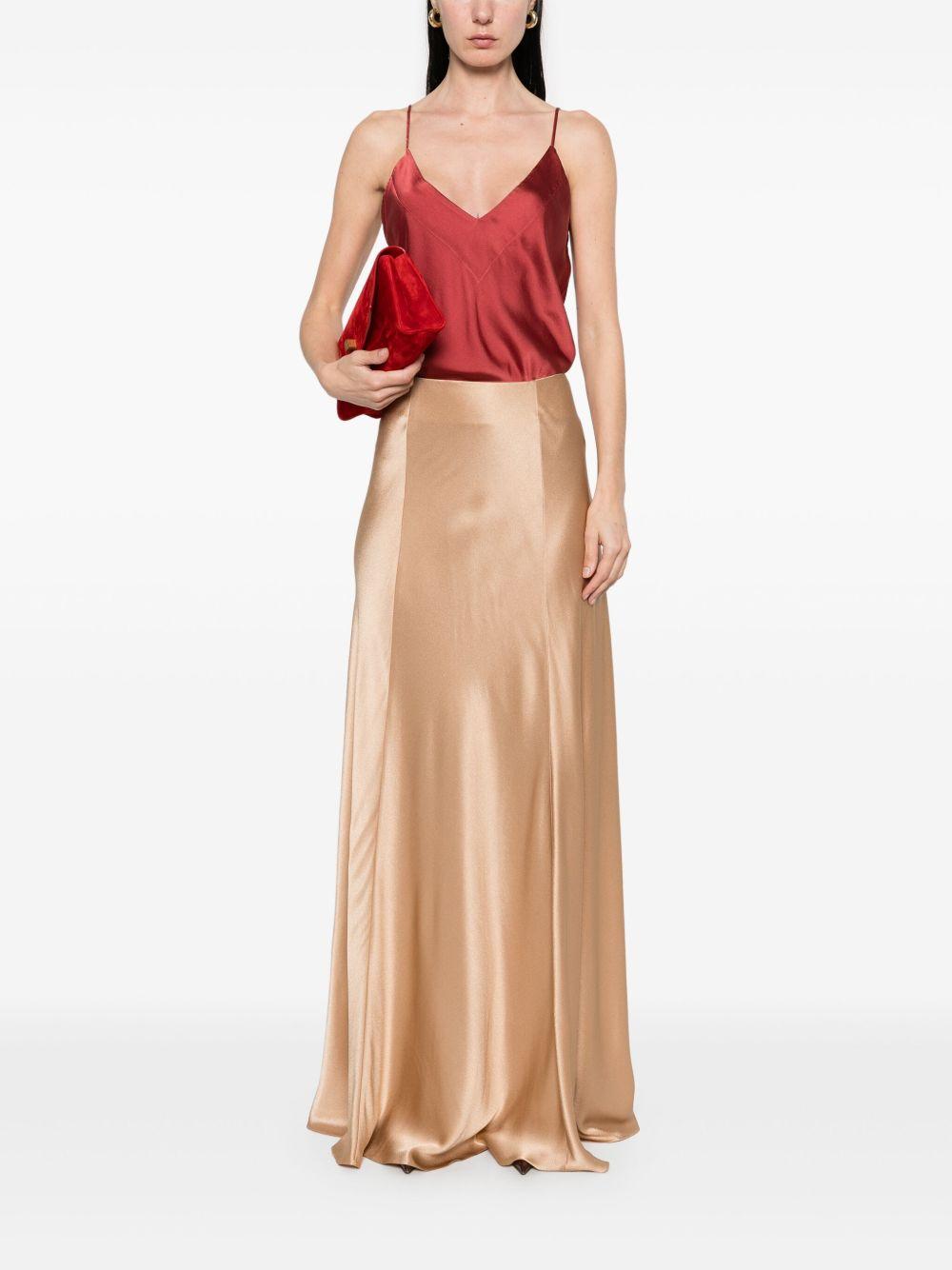 Gonna lunga in raso in beige 