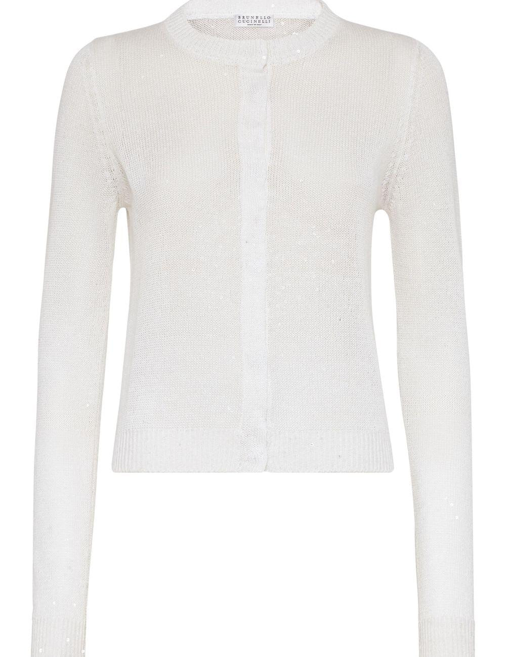 Cardigan con chiusura nascosta in bianco Brunello cucinelli - donna 
