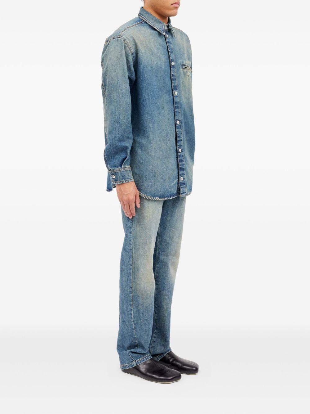Camicia denim a maniche lunghe in blu Mm6 maison margiela - uomo 