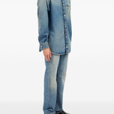Camicia denim a maniche lunghe in blu Mm6 maison margiela - uomo 