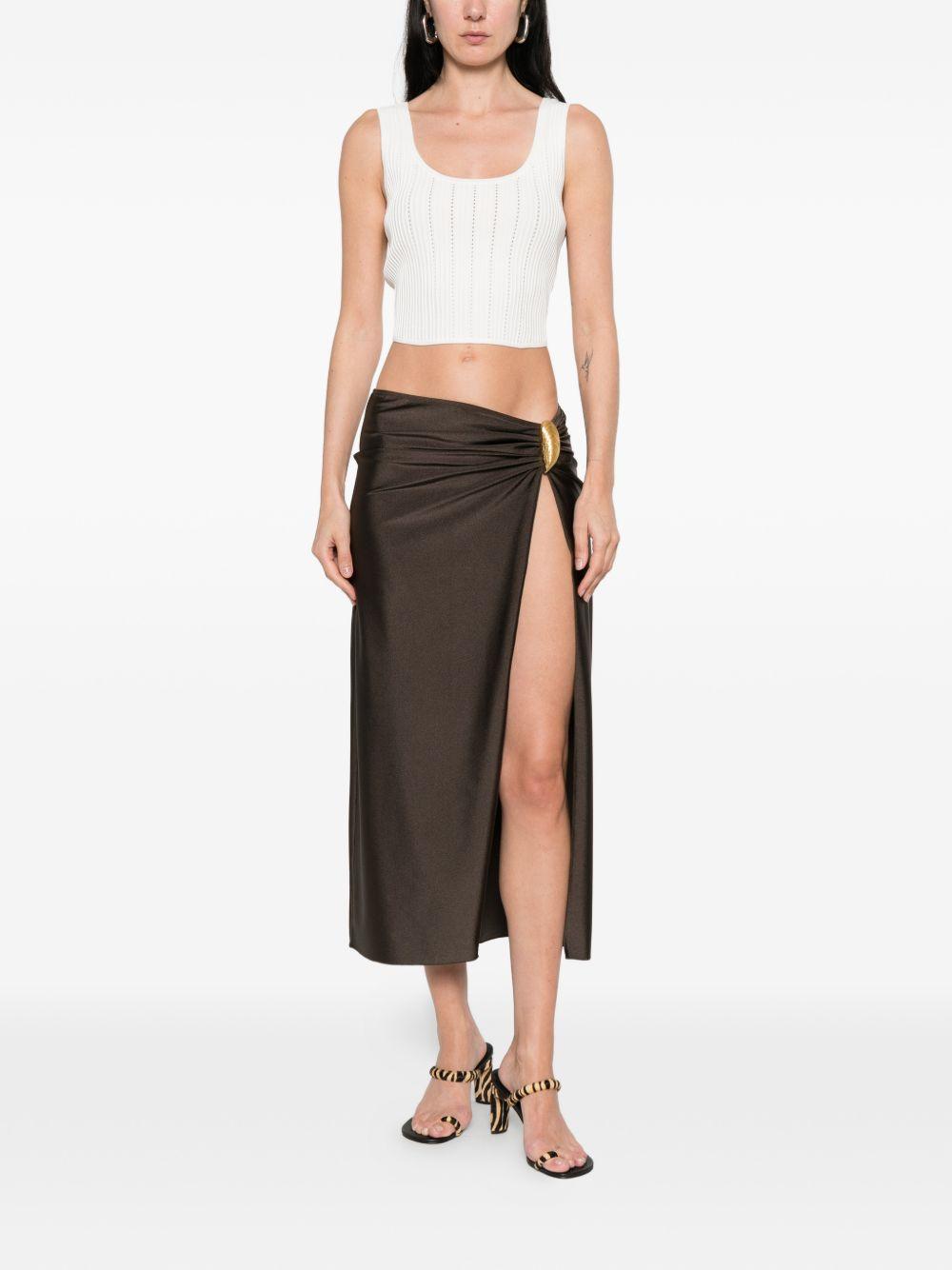 Gonna midi arricciata e decorata in marrone Simkhai - donna 