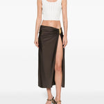 Gonna midi arricciata e decorata in marrone Simkhai - donna 