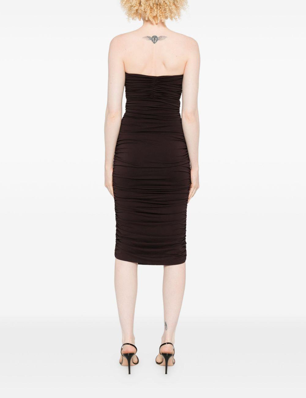 Abito senza spalline con paillettes in marrone Amen - donna 