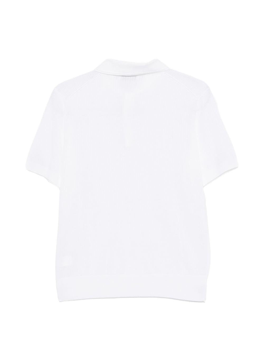 Polo a coste con zip in bianco Kangra - uomo 