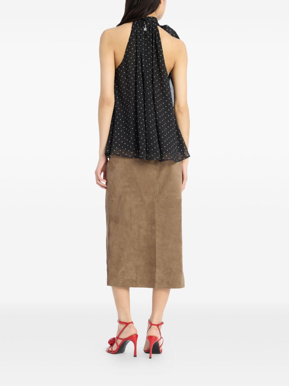 Gonna midi con spacco in marrone Rotate - donna 