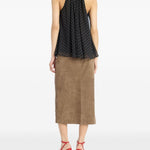 Gonna midi con spacco in marrone Rotate - donna 