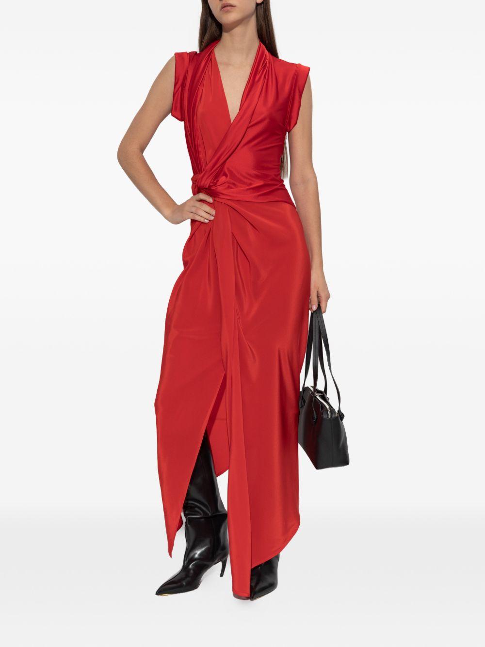 Abito lungo con nodo in rosso Victoria Beckham - donna 