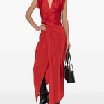 Abito lungo con nodo in rosso Victoria Beckham - donna 