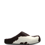 Mules fussbett con stampa mucca in bianco e marrone 