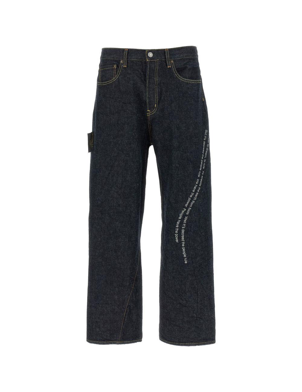 Jeans People Have the Power con ricamo in blu 