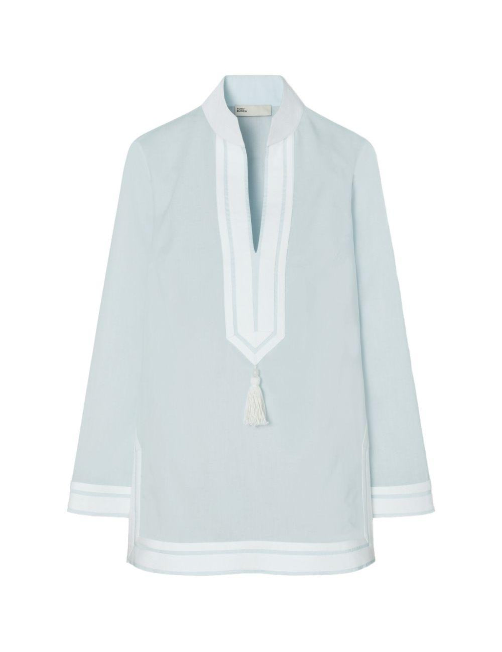 Tunica Tory con scollo in azzurro Tory Burch - donna 