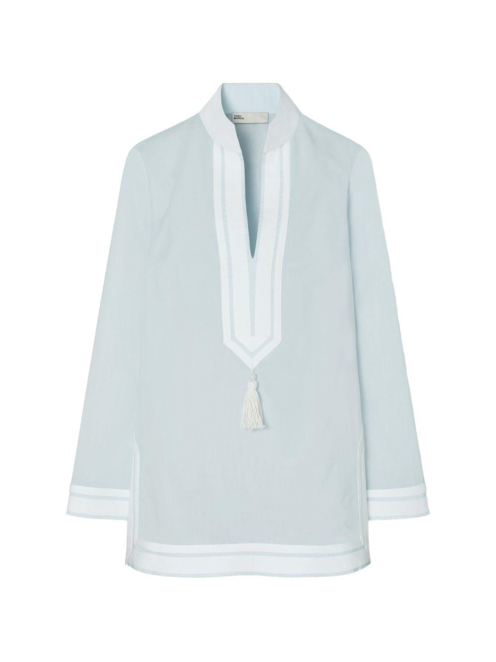 Tunica Tory con scollo in azzurro Tory Burch - donna 