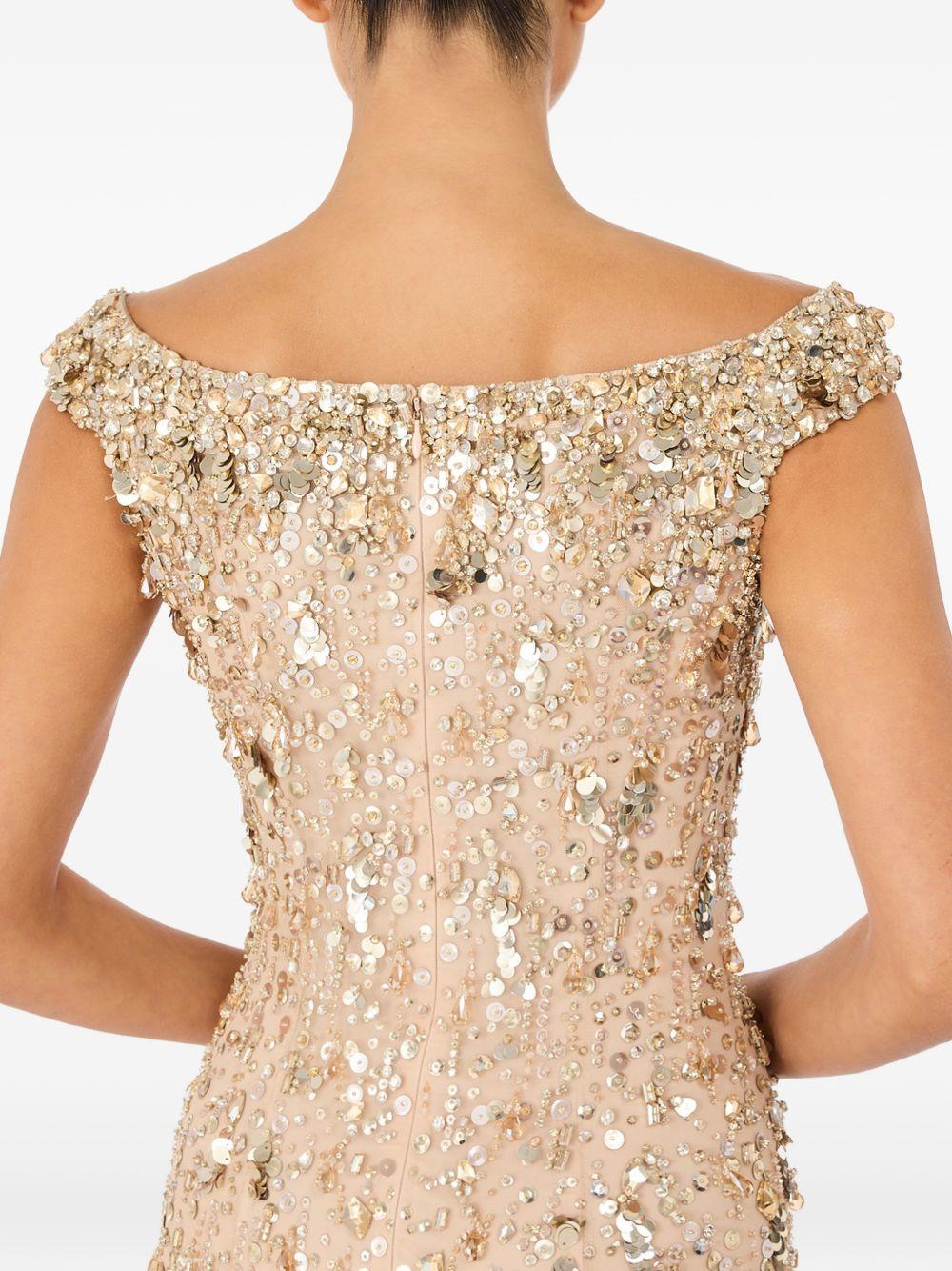 Abito da sera jessie con cristalli in oro Jenny packham- donna 