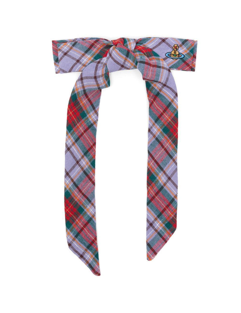Clip per capelli con fiocco in tartan multicolor vivienne westwood - donna 