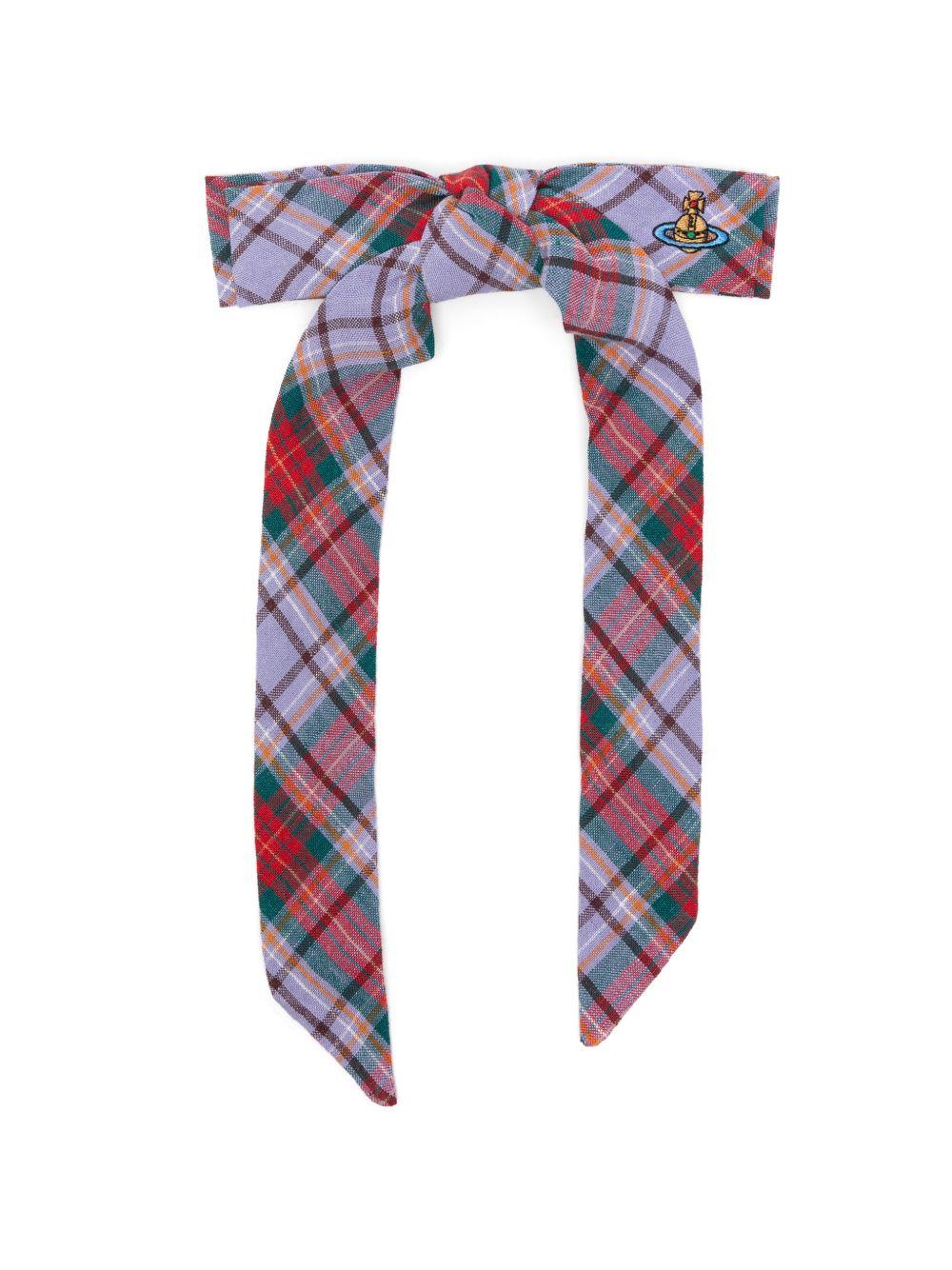 Clip per capelli con fiocco in tartan multicolor vivienne westwood - donna 