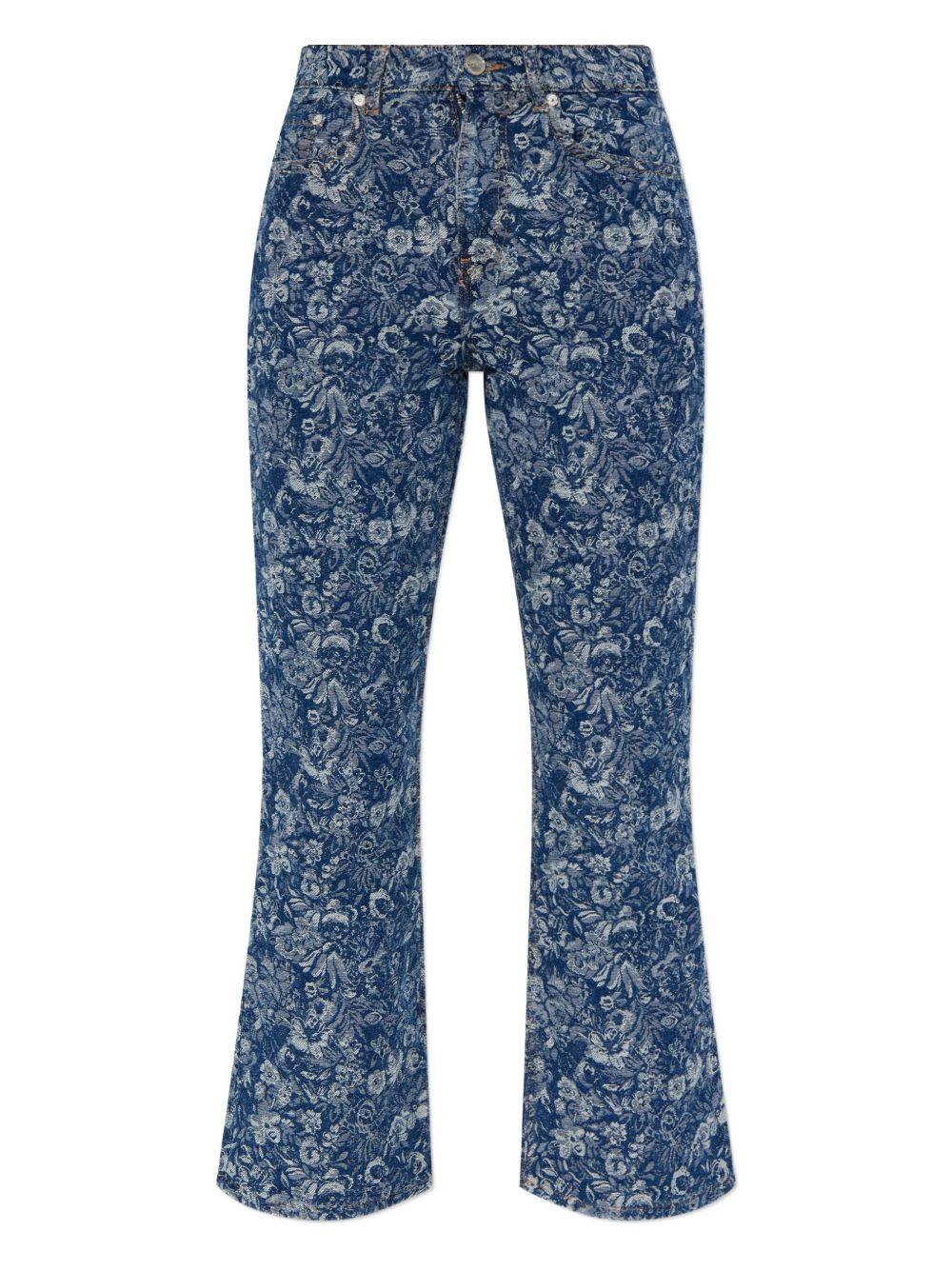 Jeans in denim floreali in blu Ganni - donna 