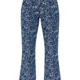Jeans in denim floreali in blu Ganni - donna 
