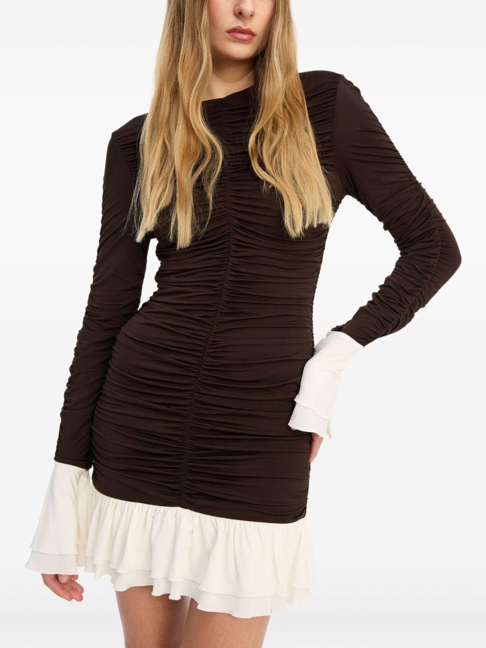 Mini abito con design arricciato in marrone Rotate holiday - donna 
