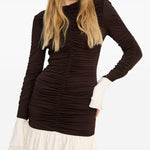 Mini abito con design arricciato in marrone Rotate holiday - donna 