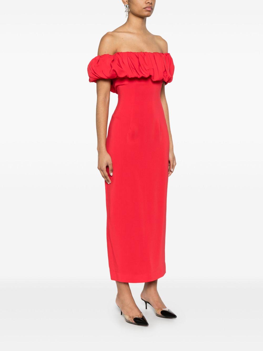 Abito midi con scollo a barca in rosso Rowen Rose - donna 