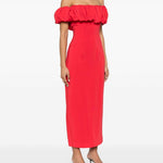 Abito midi con scollo a barca in rosso Rowen Rose - donna 