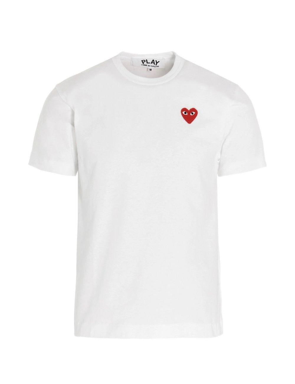 T-shirt con ricamo in bianco Comme des garcons play - uomo 