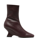 Stivaletti con tacco in pelle in bordeaux 