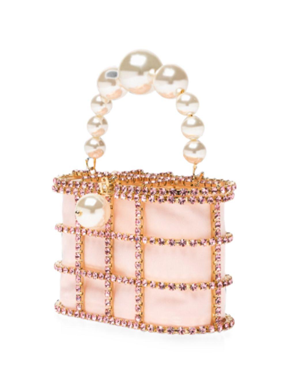 Borsa a mano con cristalli e perle holli in rosa Rosantica - donna 
