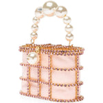 Borsa a mano con cristalli e perle holli in rosa Rosantica - donna 