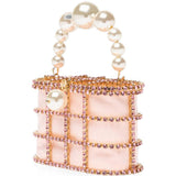 Borsa a mano con cristalli e perle holli in rosa Rosantica - donna 