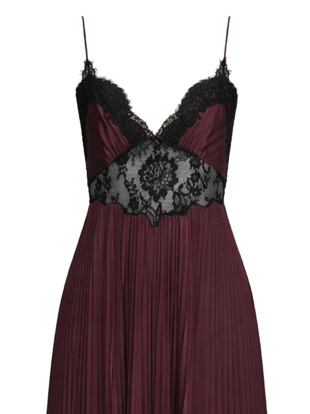 Abito lungo con inserti in pizzo nero e marrone Self-Portrait - donna 