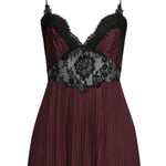 Abito lungo con inserti in pizzo nero e marrone Self-Portrait - donna 