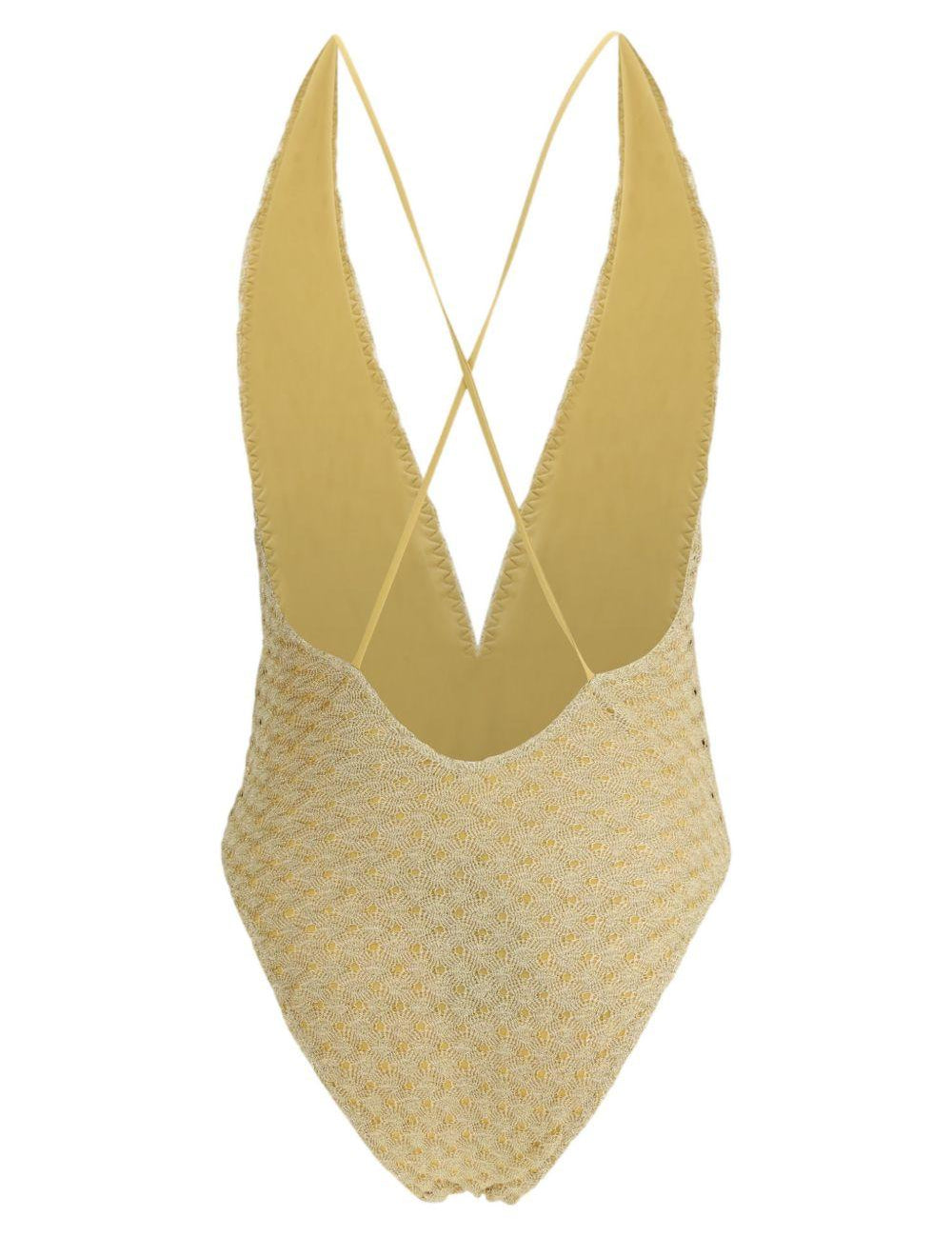 Costume da bagno con scollo a V in oro Missoni - donna 