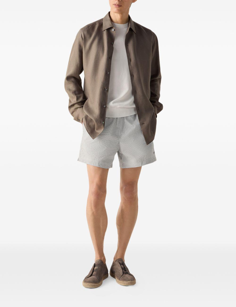 Costume da bagno a righe con coulisse in bianco e grigio  Zegna - uomo 