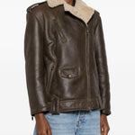 Giacca in pelle con zip in marrone Salvatore santoro - donna 