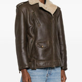 Giacca in pelle con zip in marrone Salvatore santoro - donna 
