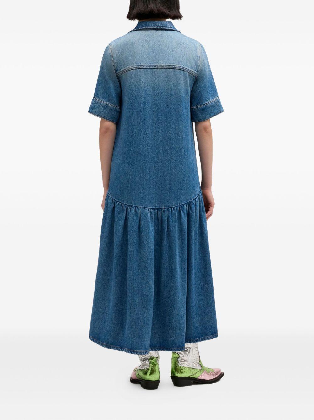 Abito in denim con ruches blu Ganni - donna 