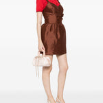 Abito corto con fiocco in marrone SHUSHU/TONG - donna 