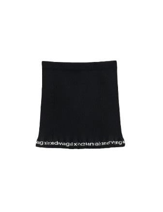 Minigonna a coste con logo  in nero Alexander wang - donna 